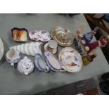 A collection of Ceramics inc Figurines, Pheasant Plates, Wall Pocket and Table ware