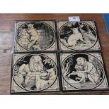 A set of four Aesop's Fables Mintons Tiles, each 15.5cm square