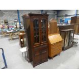 An Old Charm 70th Anniversary oak freestanding Corner Display Cabinet