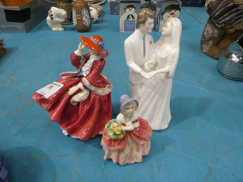 Royal Doulton HN1834 Top O'the Hill HN2750 Wedding Vows and HN1809 Cissie