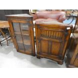 A Titchmarsh and Goodwin oak freestanding Corner Display Cabinet with glazed top section