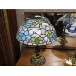 Tiffany style Table Lamp on patinated organic Base