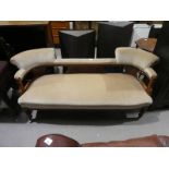 An Edwardian Double Ended Chaise Longue, Show frame with beige upholstery
