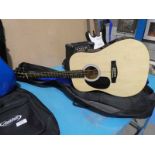 A Chase Black Laquer Accoustic Guitar and soft Case