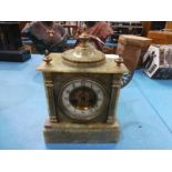 A green onyx/gilt French Mantle Clock