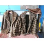 Two brown Mink Fur Jackets and a Fur Stole
