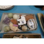 A selection of Onyx Balls, Quartz Crystals and Geode Slices