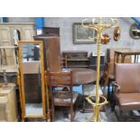 A Bentwood hat and coat Stand and Pine Cheval Robing Mirror