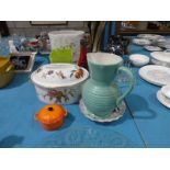 Fifteen items of Glass and Ceramics inc plate, vases, Worcester Tureen, Doulton Flambé (damaged) etc