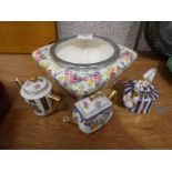 Midwinter Brama Chinz Bowl and three Cabinet Teapots