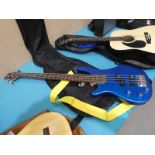 An Ashton AB600L Bass Guitar and soft Case