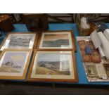 Clitheroe Landscape, oil Painting, 3 prints and small corner Wall Cabinet