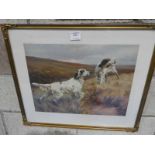 Thomas Blinks, pencil signed Print, Pointers on a Grouse Moor
