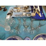 Seven Tear Drop Scandi Cordial/Wine Glasses, Pickle jar and Thistle Vase