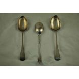 A pair of George III Old English pattern Serving Spoons, London 1817, by Thomas Wallis & Jonathan