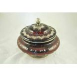 A 19th century ruby slip cut glass Bonboniére with continental 800silver mounts, 23cm diameter X