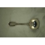 A Victorian hallmarked silver fiddle and thread pattern Ladle, London 1860 by Samuel Whitford II,