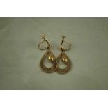 A pair of 9ct gold teardrop pendant Earings 3cm drop 4.5g