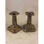 A pair of George V hallmarked silver neo-classical dwarf candlesticks, Sheffield 1911 Rg'd no for