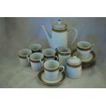 Walbrzych gilt edged white ground mid to late 20th century Coffee Set, comprising 6 cans/saucers,