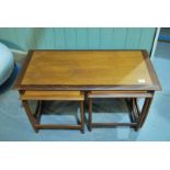 A G Plan 1960s teak Nest of Tables, the two square side tables nestle beneath the rectangular,