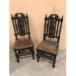 A harlequin set of ten 19th century Carolean style Dining Chairs with grape and vine decoration on