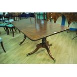 A good William IV mahogany twin pillar extending Dining Table, Cuban mahogany rounded rectangular