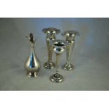 A pair of George V silver hallmarked trumpet Posy Vases by William Neale, Birmingham 1925, plus an