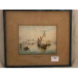 B Nolani (Italian, 19th century) watercolour 'The Grand Canal' with sailboats and St Mark's