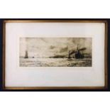William Lionel Wylie RA RBA RE RI NEAC (British, 1851 - 1931) dry point etching, 'The Clyde at
