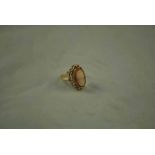 A 14ct gold Continental Shell Cameo Ring, carved with maiden bust facing dexter size M 1/2 3.8g