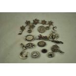 A small collection of silver and filigree Jewellery including Victorian Brooches, marcasite and faux