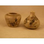 A Cobridge stoneware onion vase decorated with sea creatures, 9 cm H; together with another of