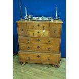Marsh, Jones, Cribb & Co oak cedar lines Tallboy Chest with two drawers and twin flanking