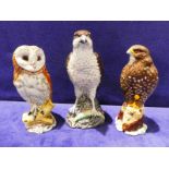 Three Beneagles Whisky Decanters; Osprey, Buzzard and Barn Owl, all unopened