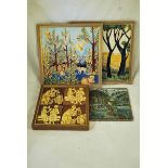 A collection of mid 20th century Wall Tiles inc some by Iodice Urbino c1950s, slip painted group