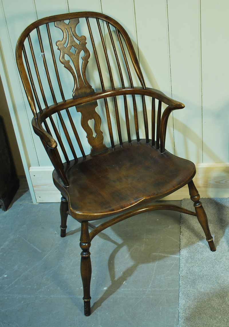 An Ash and Elm Windsor Chair with high back and Crinoline Stretcher