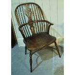 An Ash and Elm Windsor Chair with high back and Crinoline Stretcher