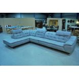 An Italian grey leather designer 'cloud' modular Sofa, with rising and reclining sectional back