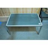 A 1960s designer grey slate Side Table on silver coloured box alloy frame base 51cm X 81.5cm X 37cm