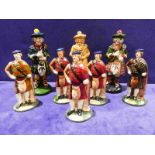 Three Peter Thompson Beneagles Whisky Decanters modelled as Scotsmen in Kilts all empty, 20cm