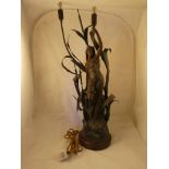 After Louis Hottot, an early 20th century bronze patinated spelter Table Lamp of an Art Nouveau