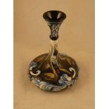 A Moorcroft Pottery limited edition knop necked ships decanter form vase in the Waddesdon Waters (