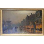 Arthur E Grimshaw (1864 - 1913) oil on canvas nocturne 'Greenock Harbour, Port Glasgow' figural