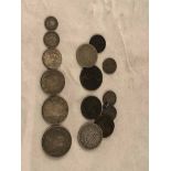 A collection of Victorian silver and copper coinage, inc Golden Jubilee set of Crown, Half crown,