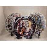 Three Villeroy & Boch circus clown and pierrot plates designed by Rolf Knie, a Swiss painter, actor,