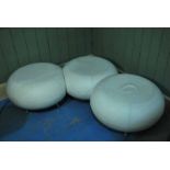 An Allermuir white leather modular pebble stool arrangement