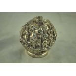 A silver paperweight as globe street scenes of Israel by Zadok Arts, stamped 925