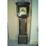 AN 18th century brass dial Long Case Clock by George Womersley with moon phase and date chapter in
