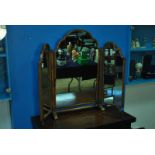 Walnut Vaneer Triple Table Mirror